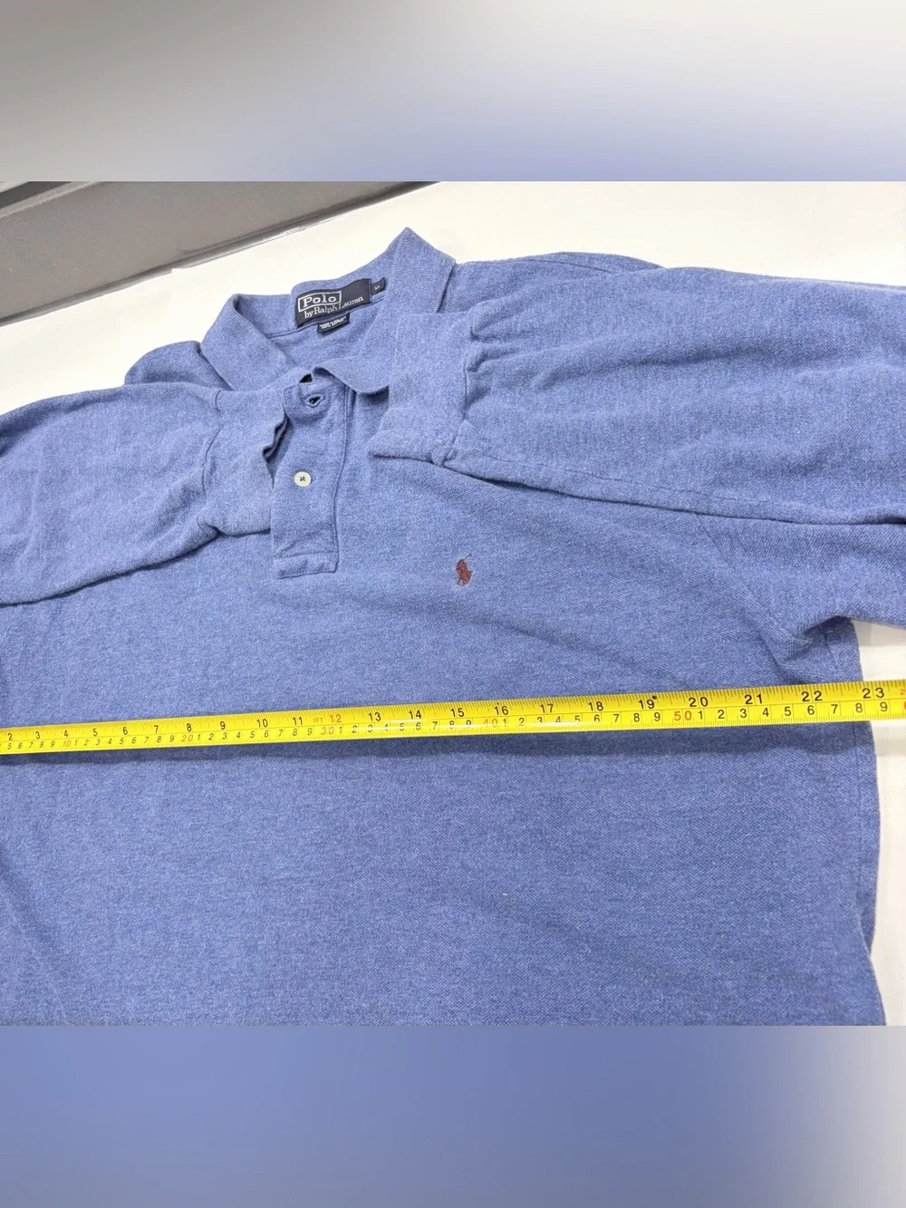 Polo Ralph Lauren Mens XL Blue Heather Long Sleeve Cotton Pony Polo